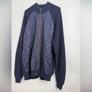 Cutter & Buck Mens Quilted Sweater Jacket Full Zip 2XL XXL Navy Blue